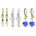 Set of 3 Pairs Crystal Bead Dangle Earrings