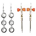 Set of 2 Pairs Dangle Metal Earrings