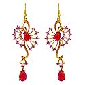 Magenta andd Red Stone Studded Designer Metal Earrings
