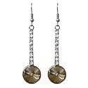 Light Yellow with White Stone Studded Dangle Metal Earrings