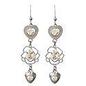 White Stone Studded  Metal Dangle Earrings