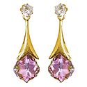 Pair of Drop Earrings with White and Pink Stone
