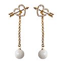 Stone Studded Heart Dangle Earrings