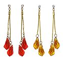 Set of 2 Pairs Saffron and Yellow Crystal Drop Earrings