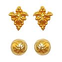 Set of 2 Pair Gold Plated Stud Earrings