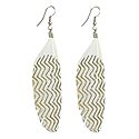 White with Golden Painted Feather Earrings