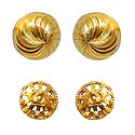 Set of 2 Gold Plated Metal Stud Earrings