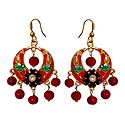 Red, Green, Black Meenakari Metal Hoop Earrings