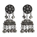 Oxidised White Metal Jhumka Earrings
