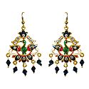 Golden with Black Meenakari Peacock Metal Earrings