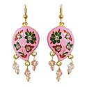 Pink Meenakari Paisley Design Dangle Metal Earrings