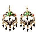 Stone Studded Metal Meenakari Peacock Earrings