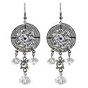 White Stone Studded Metal Earrings