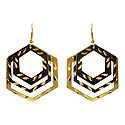 3 Layered Brown with Golden Hexagonal Hoop Earrings