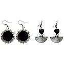 Set of 2 Pairs Oxidised Metal Dangle Earrings