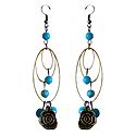 Blue Bead Metal Earrings