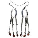 Maroon Stone Studded Metal Earrings