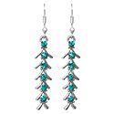 Cyan Blue Stone Studded Fishbone Earrings