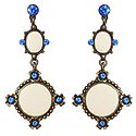 Blue Stone Studded Metal Dangle Earrings