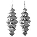 Pair of Square Cluster Metal Earrings