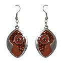 Brown Laquered Dangle Metal Earrings