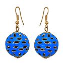 Metal Blue Ball Dangle Earrings
