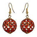 Metal Red Ball Dangle Earrings