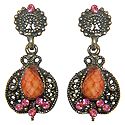 Stone Studded Oxidised Metal Dangle Earrings