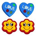 2 Pairs of Rubber Flower Stud Earrings