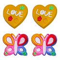 Pair of Rubber Heart and Butterfly Stud Earrings