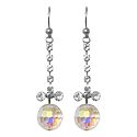 White Stone Studded Metal Earrings