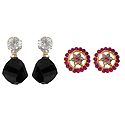Set of 3 Pairs Stone Studded Earrings