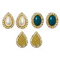 Set of 3 Pairs White Stone Studded Stud Earrings