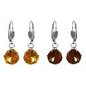Set of 2 Yellow and Brown Stone Studded Dangle Earrings