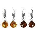 Set of 2 Yellow and Brown Stone Studded Dangle Earrings