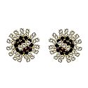 White, Green, Red Stone Studded Metal Stud Earrings