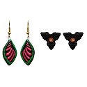 2 Pairs of Hand Painted Terracotta Earrings