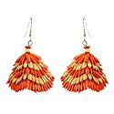 Saffron with Beige Paddy Jhumka Earrings
