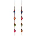 Set of 2 Hand Painted Hanging Ganesha Face with Beads - Perforated Leather Crafts