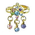 Blue and Pink Stone Studdd Adjustable Ring
