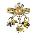 Peach Stone Studdd Adjustable Ring with Beaded Jhalar