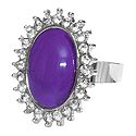 White and Purple Stone Setting Metal Ring
