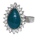 White and Cyan Stone Setting Metal Ring