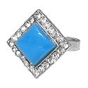 White and Cyan Stone Setting Square Metal Ring