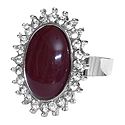 White and Maroon Stone Setting Metal Ring