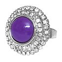White and Purple Stone Setting Round Metal Ring