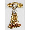 Chandelier - White Stone and Rust Bead Adjustable Ring