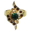 Maroon and Green Stone Studded Adjustable Ring