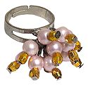 Light Pink and Golden Bead Jhalar Ring