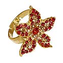 Red Stone Studded Adjustable Ring